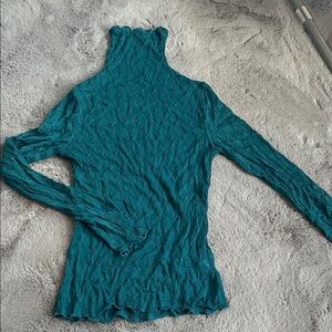 Teal Long Sleeve Women's Top Turtleneck